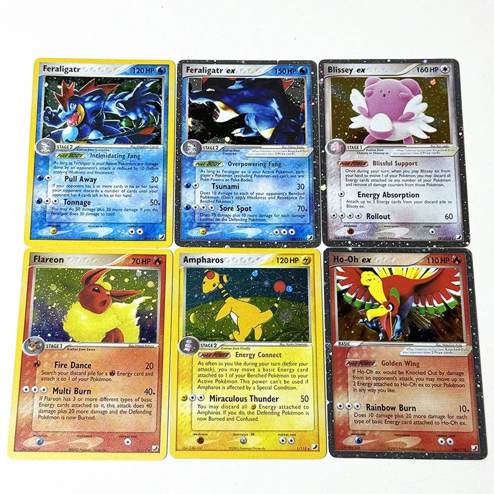 PKM English PTCG Unseen Forces Foil Proxy DIY Game Cards Ampharos Blissey/Feraligatr/Ho-Oh ex Feraligatr Flareon Collectible Toy