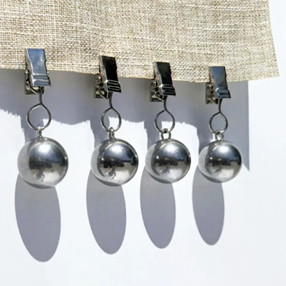 Outdoor Tablecloth Clips Heavy Duty Metal Ball Tablecloth Weights with Clips Outdoor Tablecover Weights for Shower Curtains