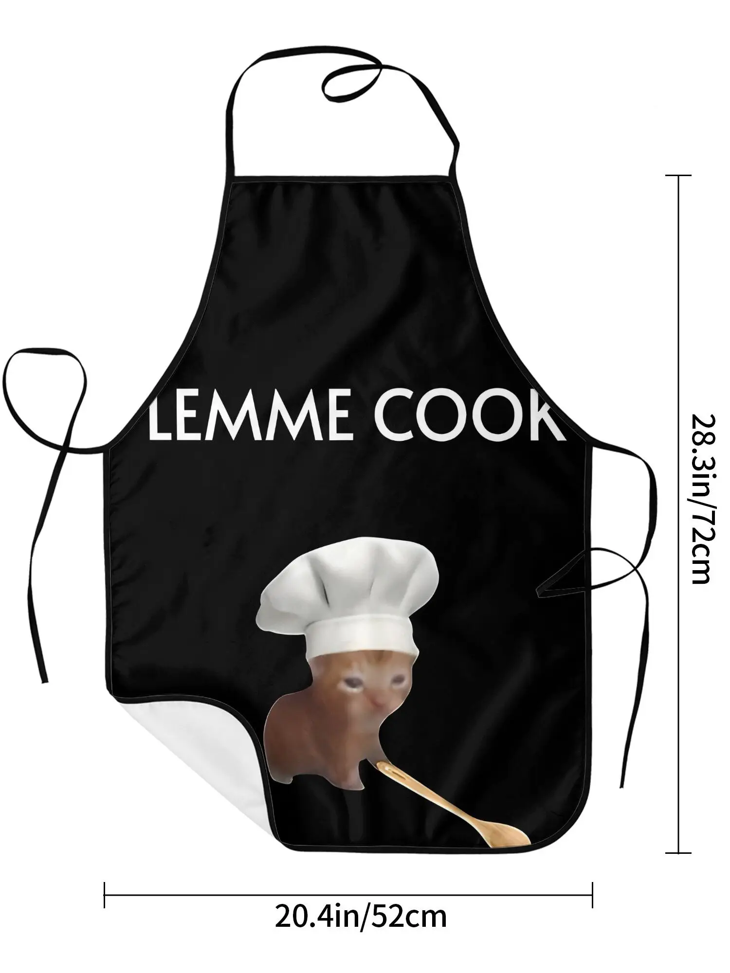 Chef Kitten Lemme Cook Print Apron, Cat Animal Theme Kitchen Cooking Bib for Men Women, Soft Fabric Chef Apron for Home