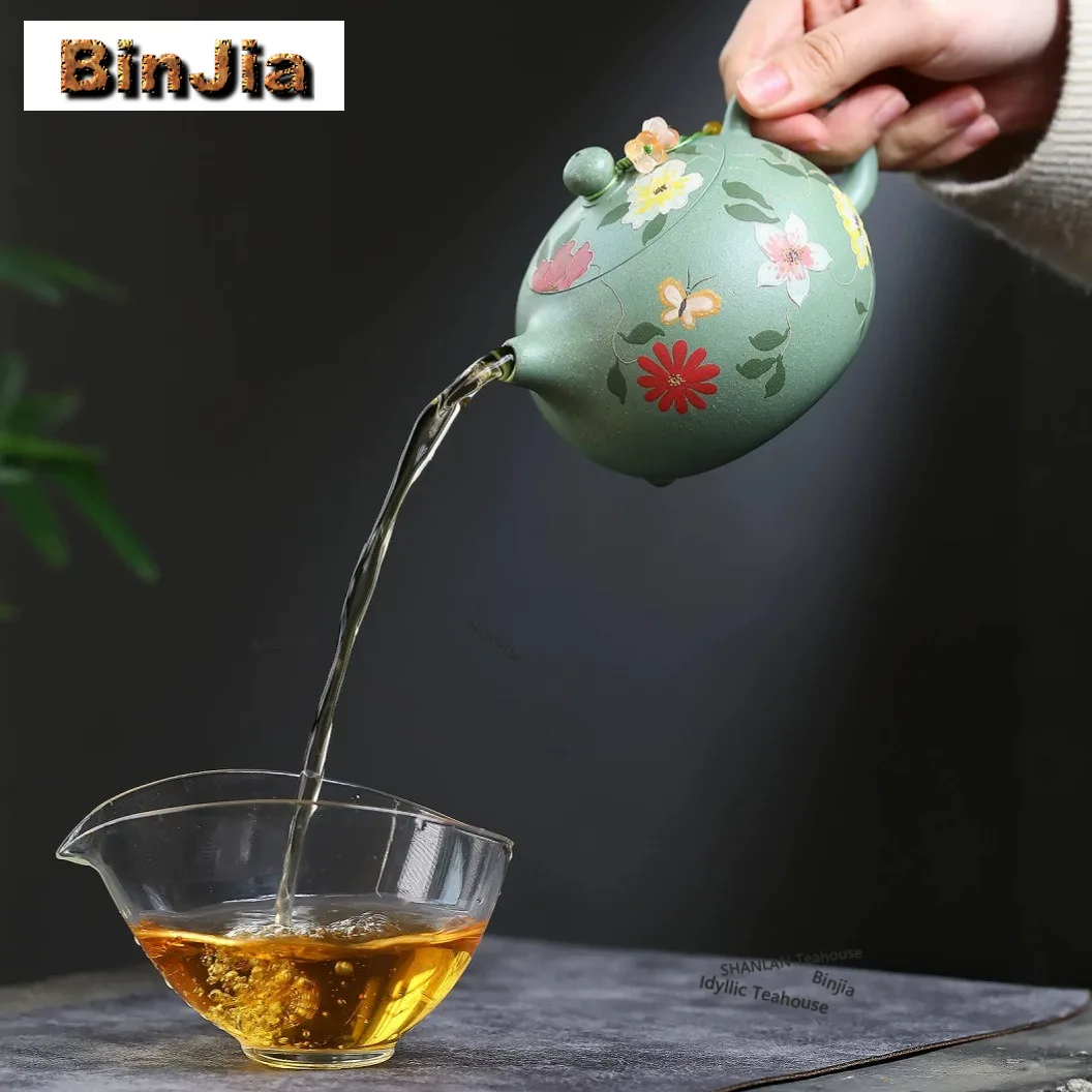 340ml Aesthetic Yixing Purple Clay Teapots Handmade Xishi Pot Raw Ore Stone Scoop Mud Kettle Chinese Zisha Tea Set Tea Items