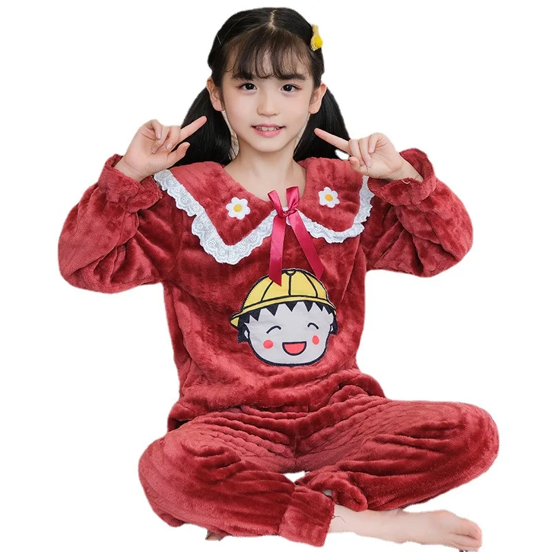 Disney Snow White Winter Pajamas Set  Sleepwear Flannel Girl Princess Sweetness Warm Baby Girl Coral Velvet Home Outfit