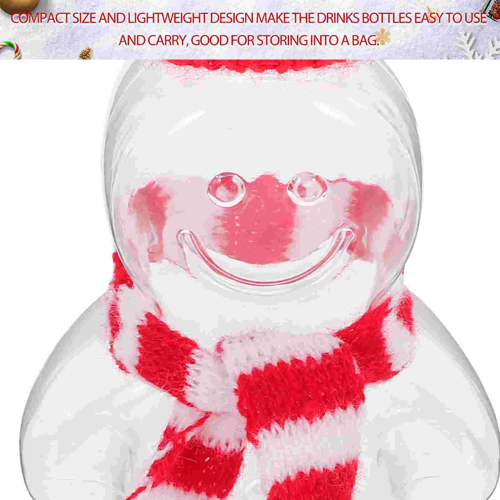 18pcs Christmas Gingerbread Man Drink Bottles 200ml Red White Scarf Hat Silver Cap Reusable Plastic Juice Candy Storage Leak