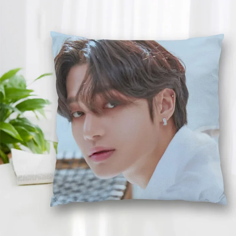 Custom Ateez Wooyoung Pillow Slips Polyester Decorative Pillowcases Zipper Pillow Case Pillowcase Cover Square 40x40cm