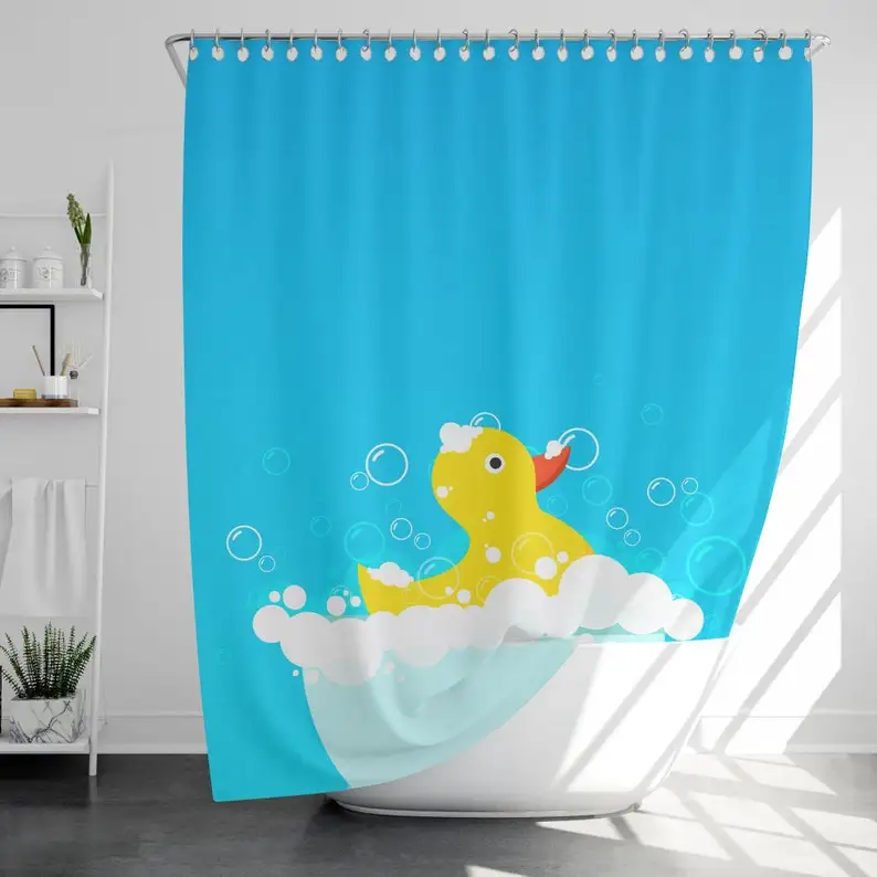 

Cute Duck Shower Curtain with 12 Hooks Waterproof, Modern Bathroom Decor, Housewarming Gift