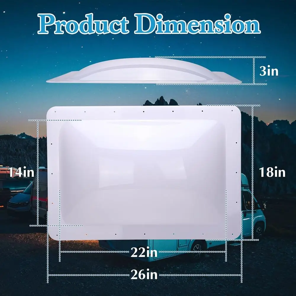طقم استبدال كوة RV، طقم كوة OD RV مقاس 18 بوصة × 26 بوصة قبة خارجية تناسب فتحات كوة 14 بوصة × 22 بوصة، استبدال كوة دش RV