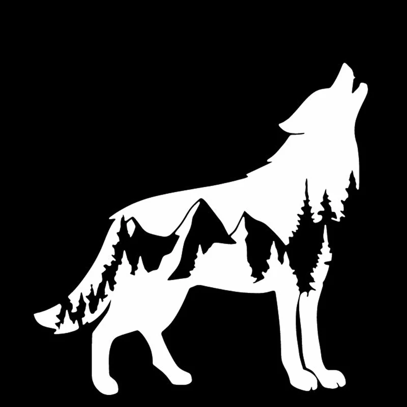 The Ferocious Calling Wolf Applique Fashion Decorative Applique Personality Pvc Waterproof Applique Black/white, 17cm * 17cm