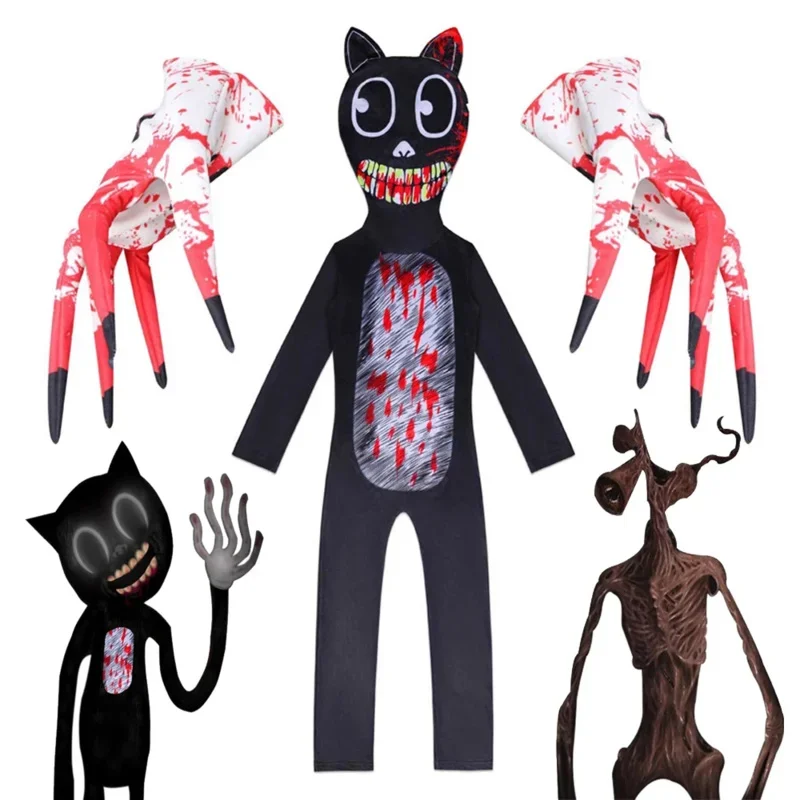 HN8 SCP Foundation Cosplay costume Horror Legend Siren Head jumpsuit Doll Black Cartoon Cat 1923 cloth Halloween Kids Party )4Dc