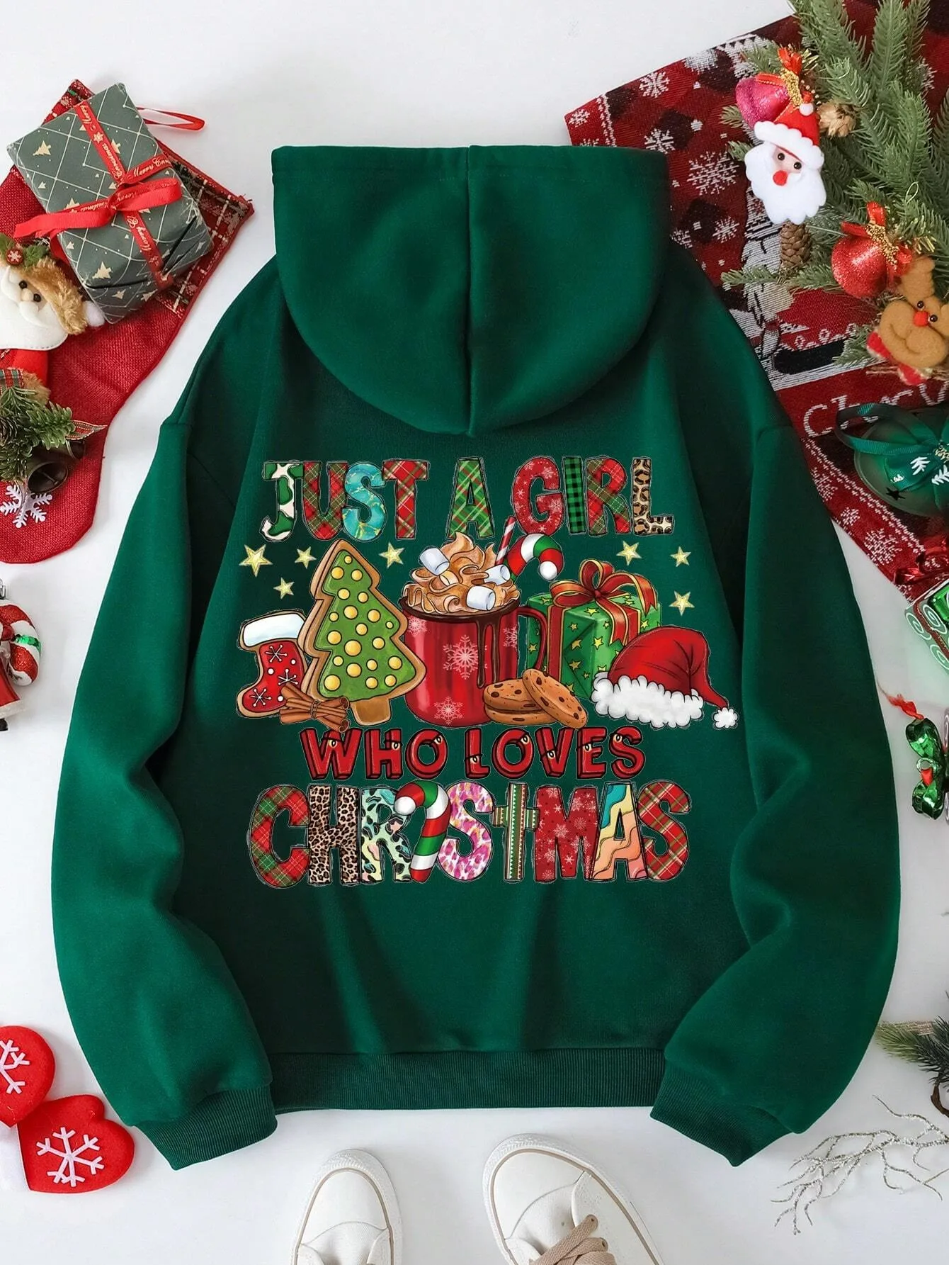 Christmas Printing Women\'s Hooded Hoodie Oversized Sweatshirts Graphic Holiday Sport Costumes Pullover Women\'s Clothing