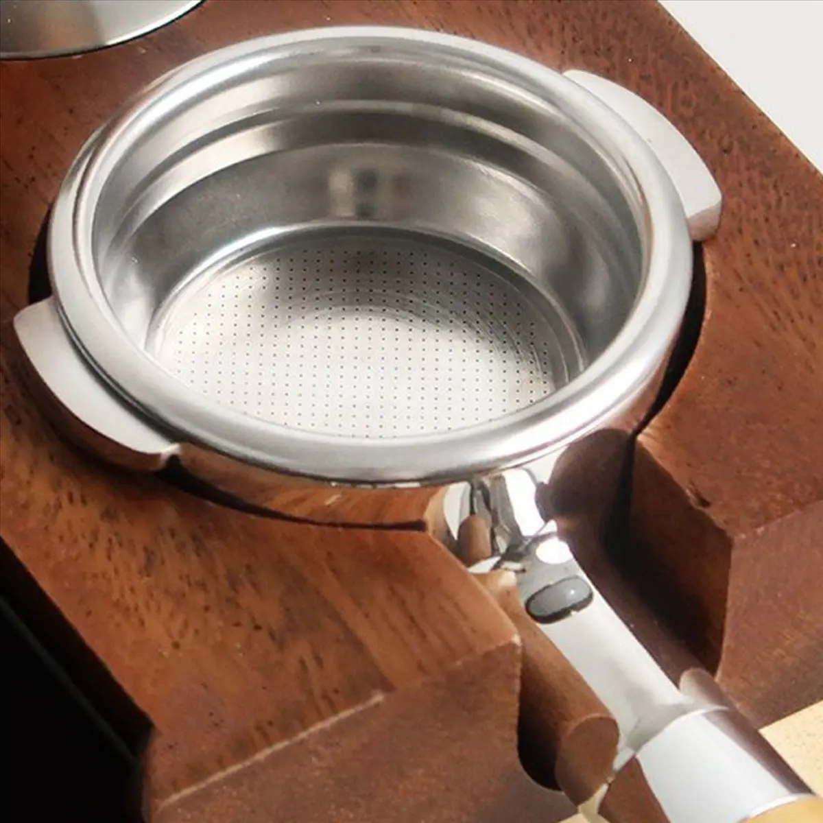 

AA77 58Mm Double Ear Coffee Machine Filter Holder E61 Bottomless Portafilter with Wooden Handle Coffee Tools Style B