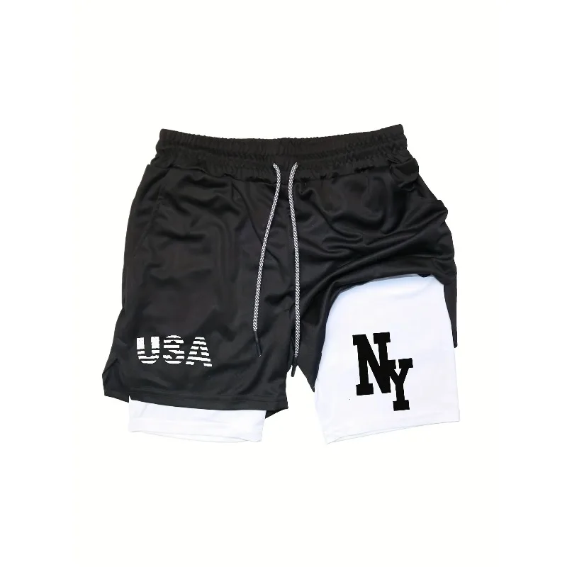 Summer Men's Fitness Shorts Quick-Dry and Breathable Running Training Pants with Elastic Waistband Trendy Towel Loop Activewear