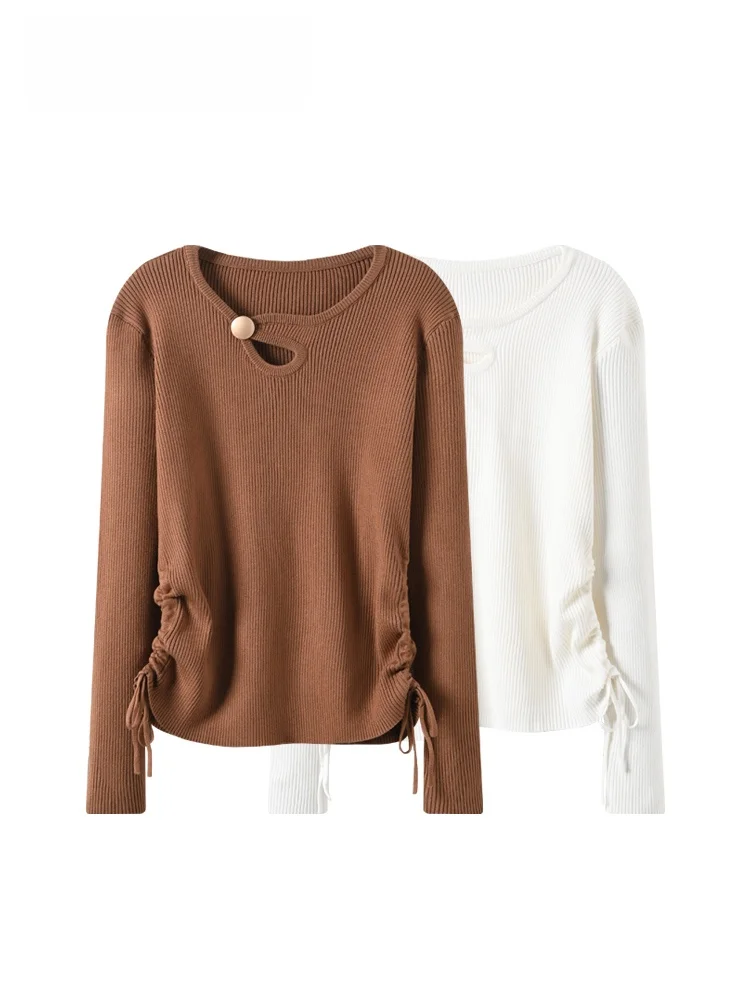 

CaraCLUB plus Size Long Sve Dstring Women's Base irt Autumn Winter New Sle Slimming Top for Plump Sister