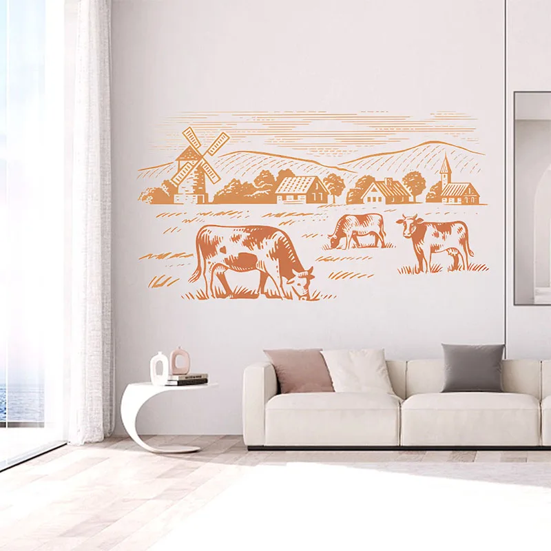 Cartoon Cute Countryside Farm Cow Wall Sticker Living Room Bedroom Children's Room Wall Sticker