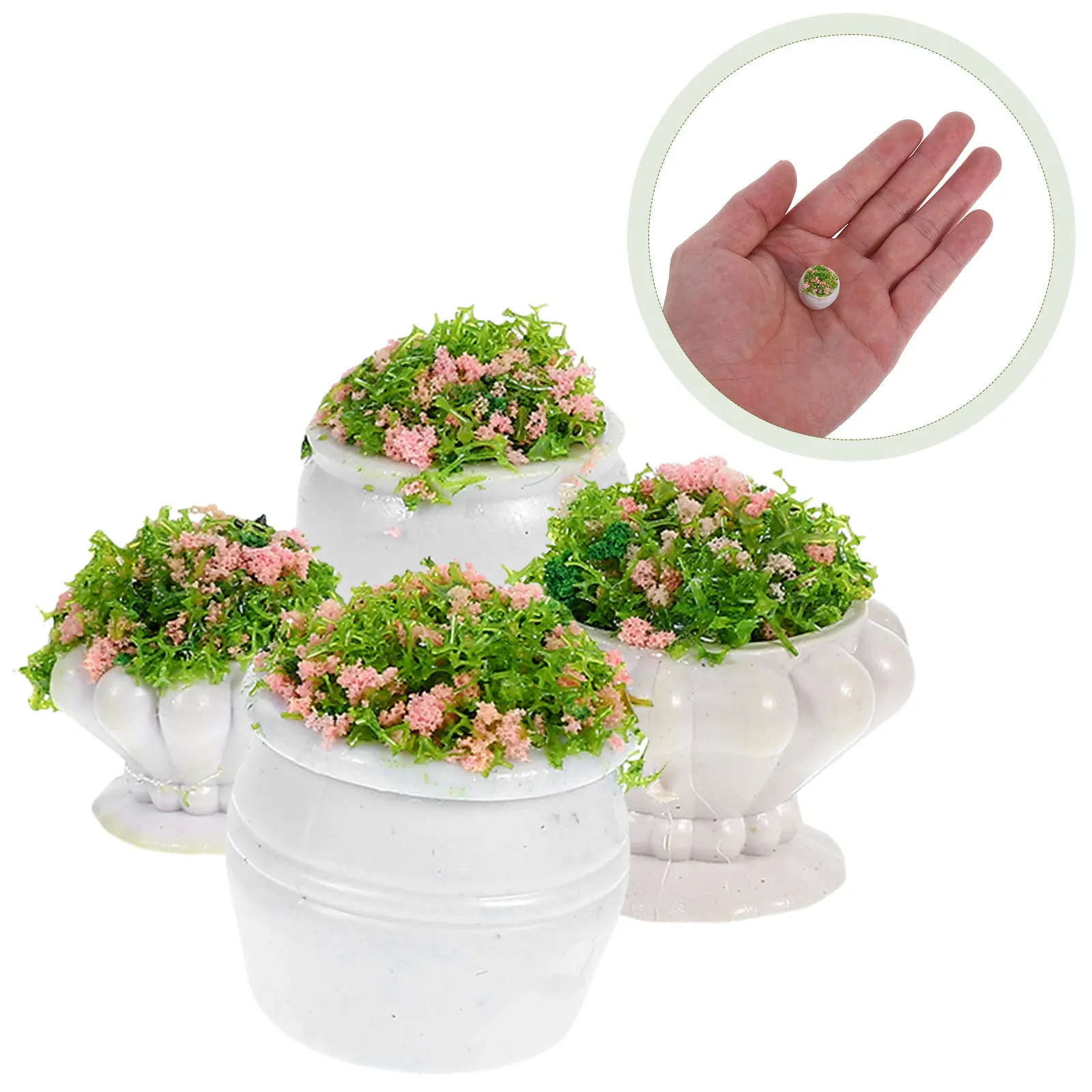 

4Pcs Simulated Landscape Flowerbed Realistic Mini Plant Decorations for Desk DIY Micro Scenery Miniature Landscape Design