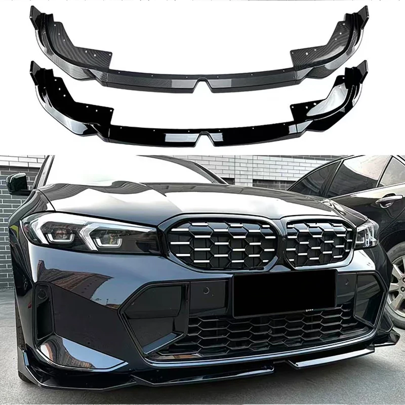 

Suitable for BMW 3 Series G20 2023-2025M Sport Diffuser Protector Body Kit Cover Car Front Bumper Carbon Fiber Bright Black