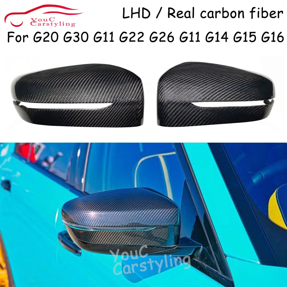 Carbon Fiber Mirror Cover Caps for BMW 3 4 5 7 8 series G20 G21 G22 G23 G26 G30 G31 G32 G14 G15 G16 LHD Side Door 2017 + LHD