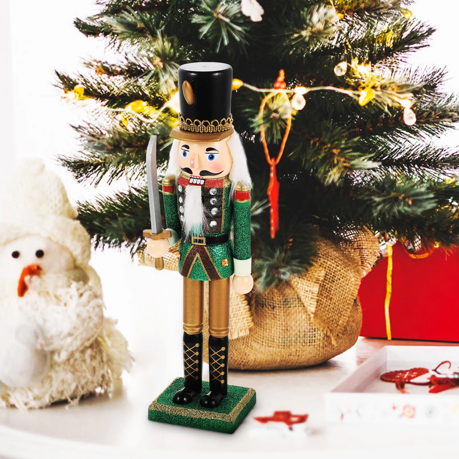 

Christmas Wooden Nutcracker Cartoon Soldier Desktop Ornament Puppet Open Mouth Xmas Gift Xmas Wood Nutcrackers