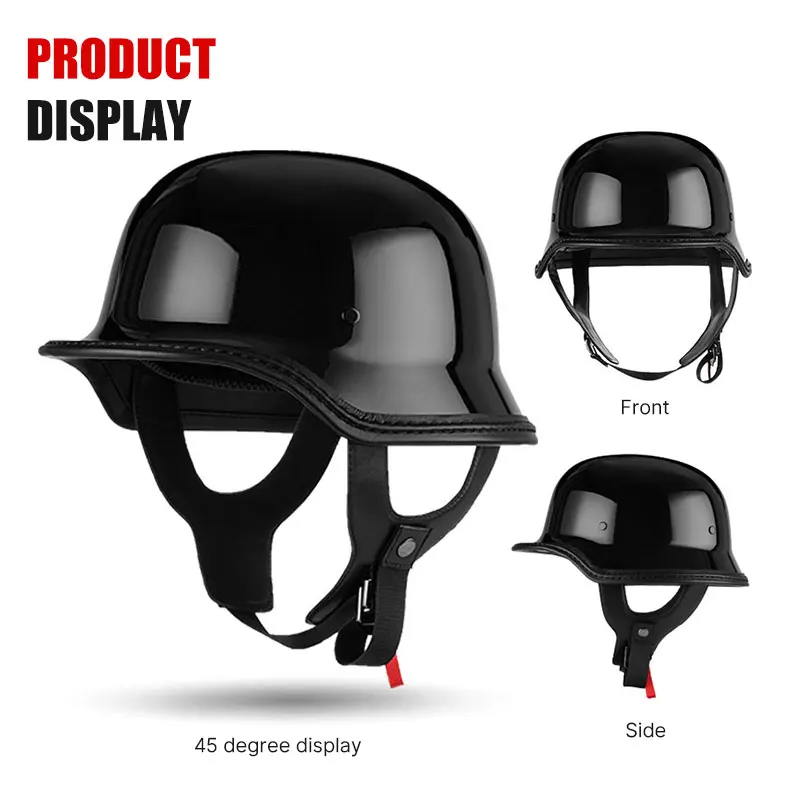 Half Face Helmet Fiberglass Motorcycle Helmets German WW2 Helmet Fiber Glass DOT Approved FRP Shell Safety Cap for Men Women