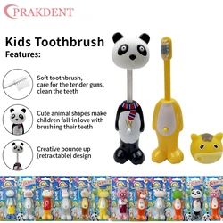 Cepillo de dientes suave con forma de Animal de dibujos animados para bebé, herramienta retráctil de entrenamiento para niños, cuidado bucal Dental, 5 piezas