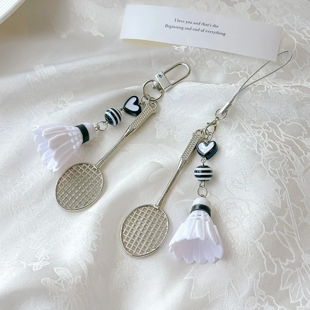 Mini Size Badminton Keychain Exquisite Workmanship Novelty Shape Badminton Racket Keychain Simple Shape Creative Design