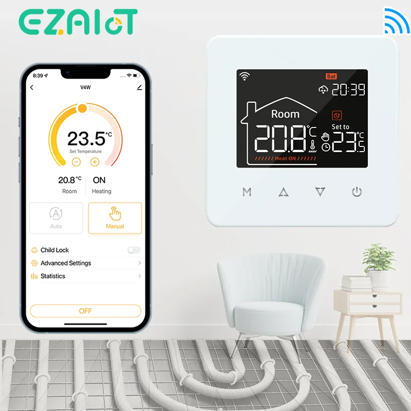 Regulator dapat diprogram suara Alice, Alexa, Google, termostat pemanas lantai WiFi, kontrol suhu pintar ketel Gas air