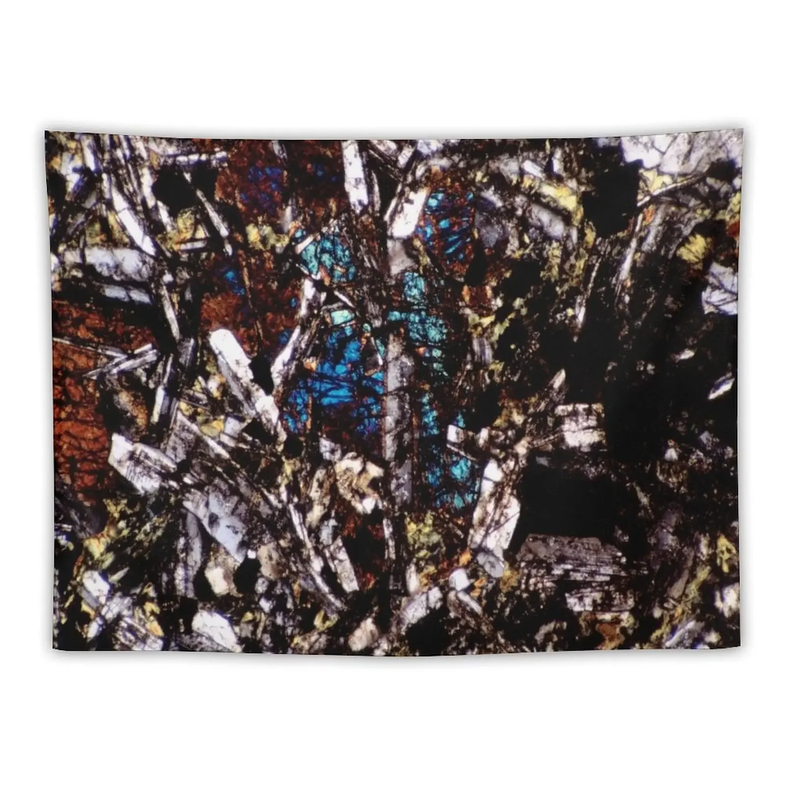 Pyroxene Crystals and Feldspar - Thin Section Art Tapestry Wall Carpet Tapestry