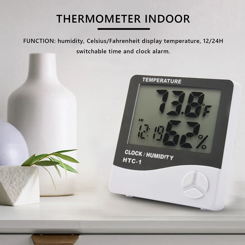 Digital LCD Indoor Outdoor Room Electronic Temperature Humidity Meter Thermometer Hygrometer Weather Station Alarm Clock-A68X view 4