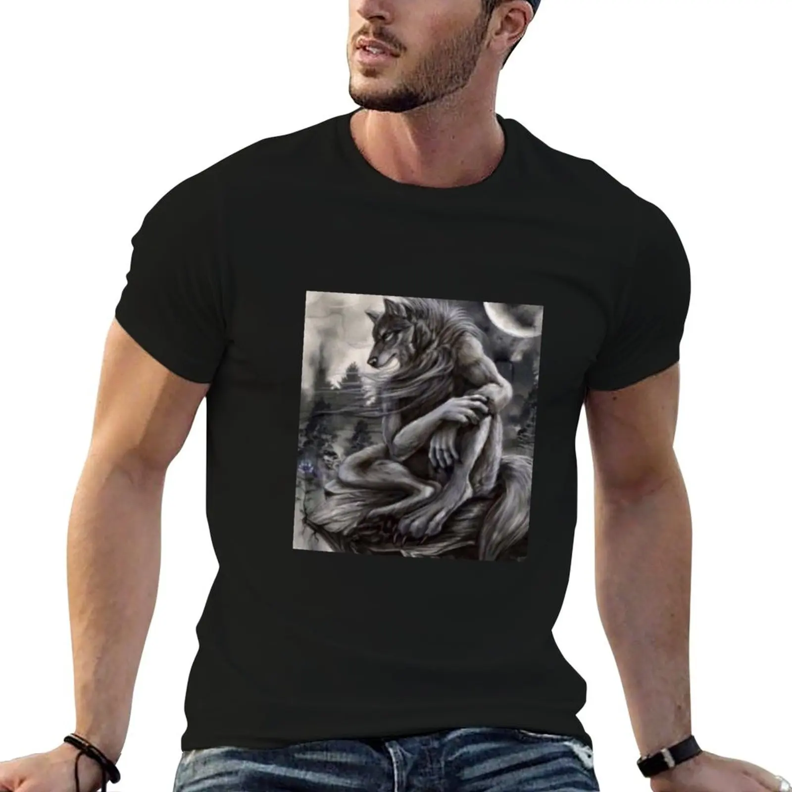 Wolf man meme T-Shirt Plus Size Everyday Tee Shirt