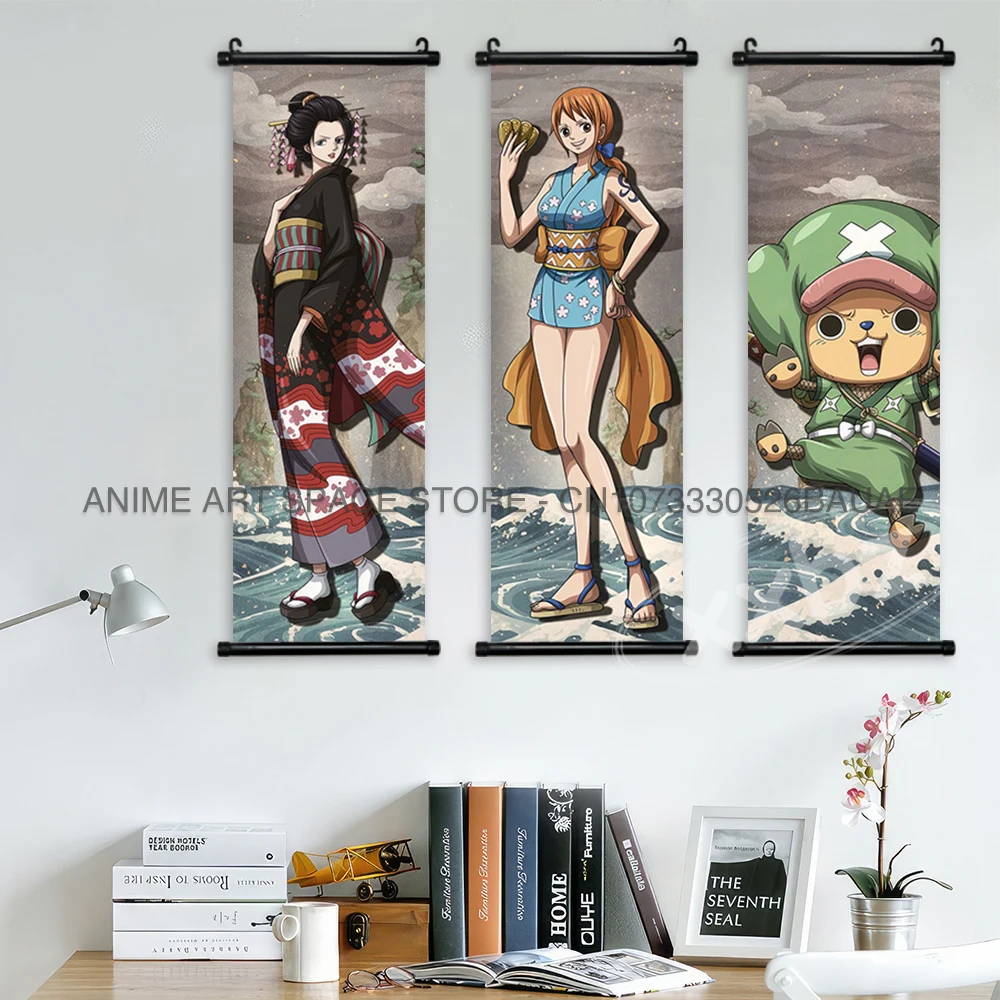 ONE PIECE Hängende Malerei Kimono Ruffy Leinwand Scroll Bild Anime Poster Nami Home Dekoration Zoro Wandkunst Sanji Tapete – Detail 4
