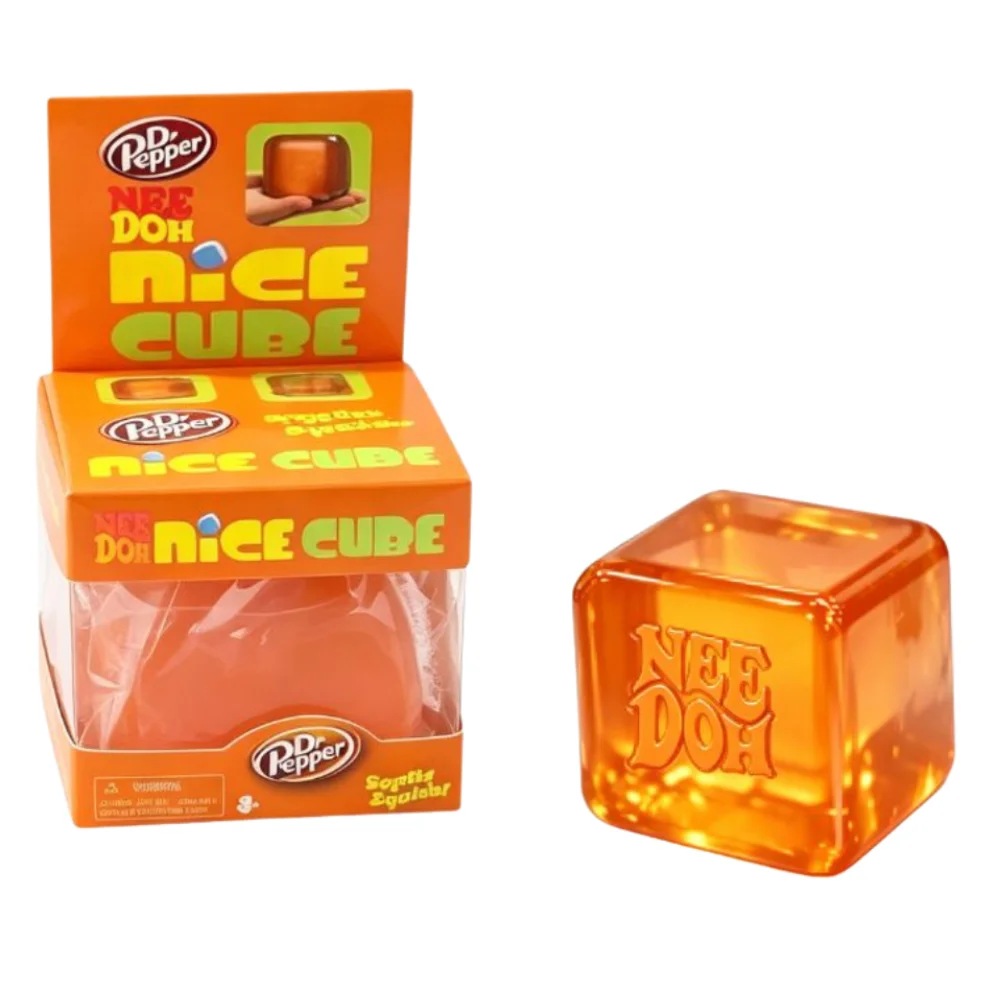 Schylling Needoh Nice Ice Baby 4er-Pack Teenie Cube Fidget Stressabbau-Sensorikspielzeug Cola Sprite Würfel Squish-Spielzeug Maltose Ungiftiges Geschenk
