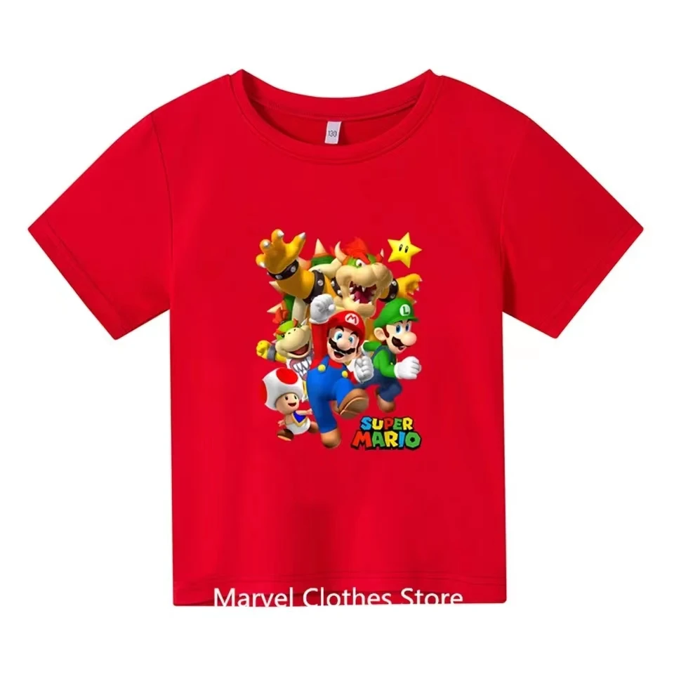 3-14 Years Old Toddler Clothing Supermarios T-shirt Boys Girls T Shirt Kids Clothes Kawaii Cartoon T-shirt Boy Tops Tees Summer