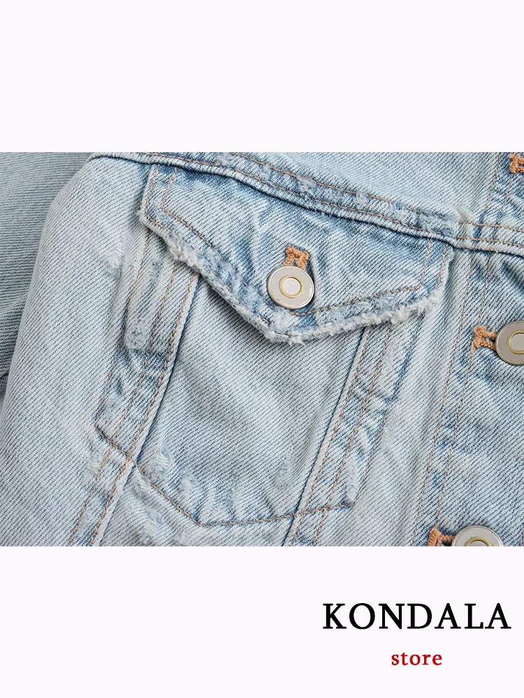 KONDALA Sexy Chic donna Solid top Denim manica lunga asimmetrico singolo rotatore polsino top nuova moda 2023 autunno Casual top