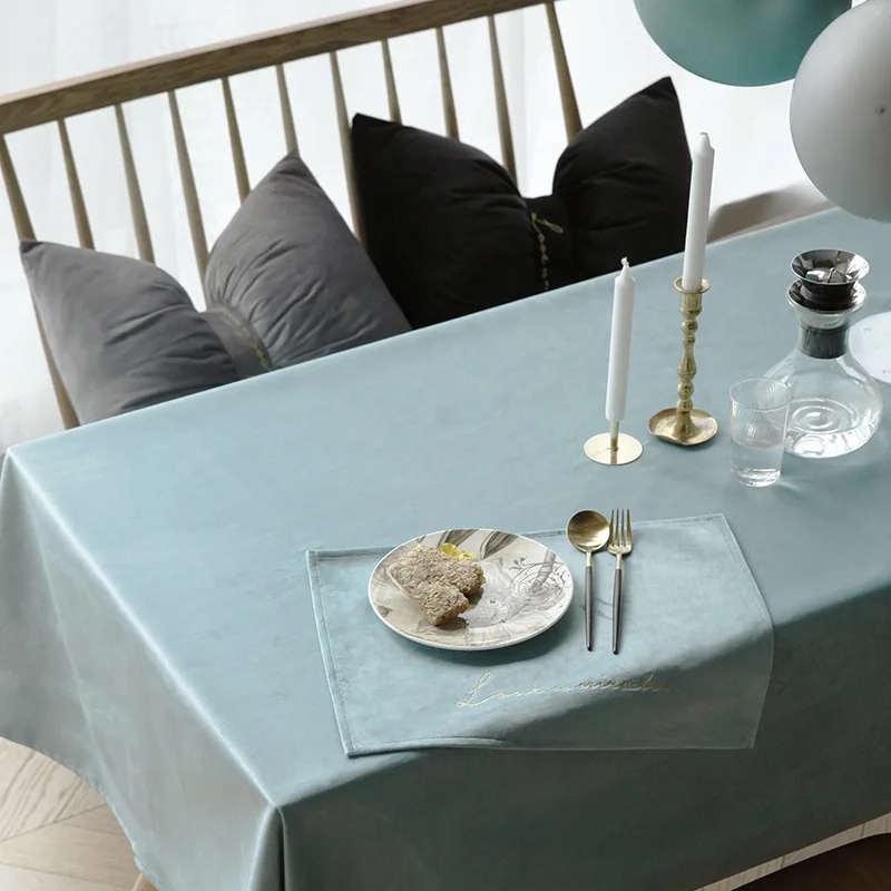 Nordic Style Solid Color Velvet Table Cloth, Simple Rectangle Table Clothes for Dining Table, Home Festive Decor Cover