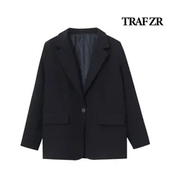 TRAF ZR Tailored Coats Elegant Luxury Women's Coat Blazers Female Women's Autumn Coat Ladies Fashion Black Blazers Urban Coats