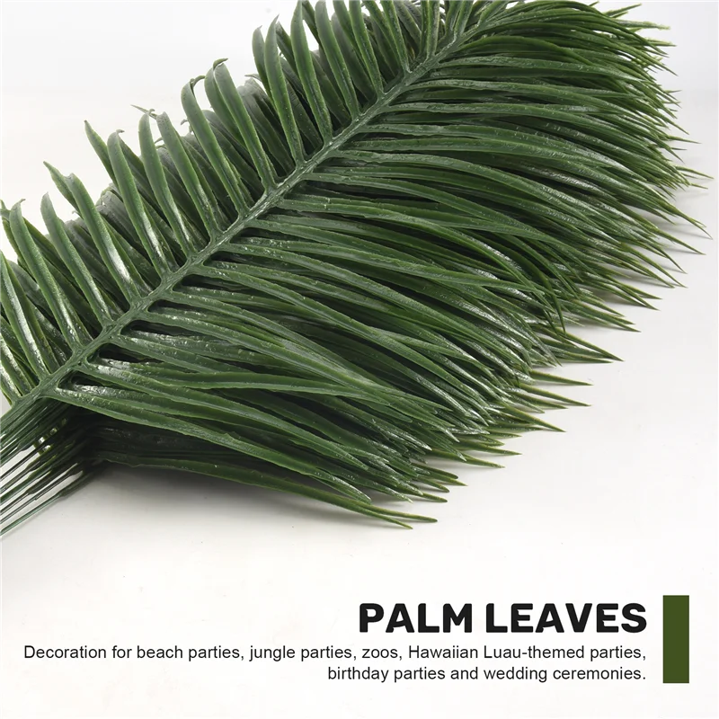 

-A32M 18Pcs Artificial Palm Leaves Plants Faux Palm Fronds Tropical Large Palm Leaves Greenery Plant For Leaves Hawaiian Party
