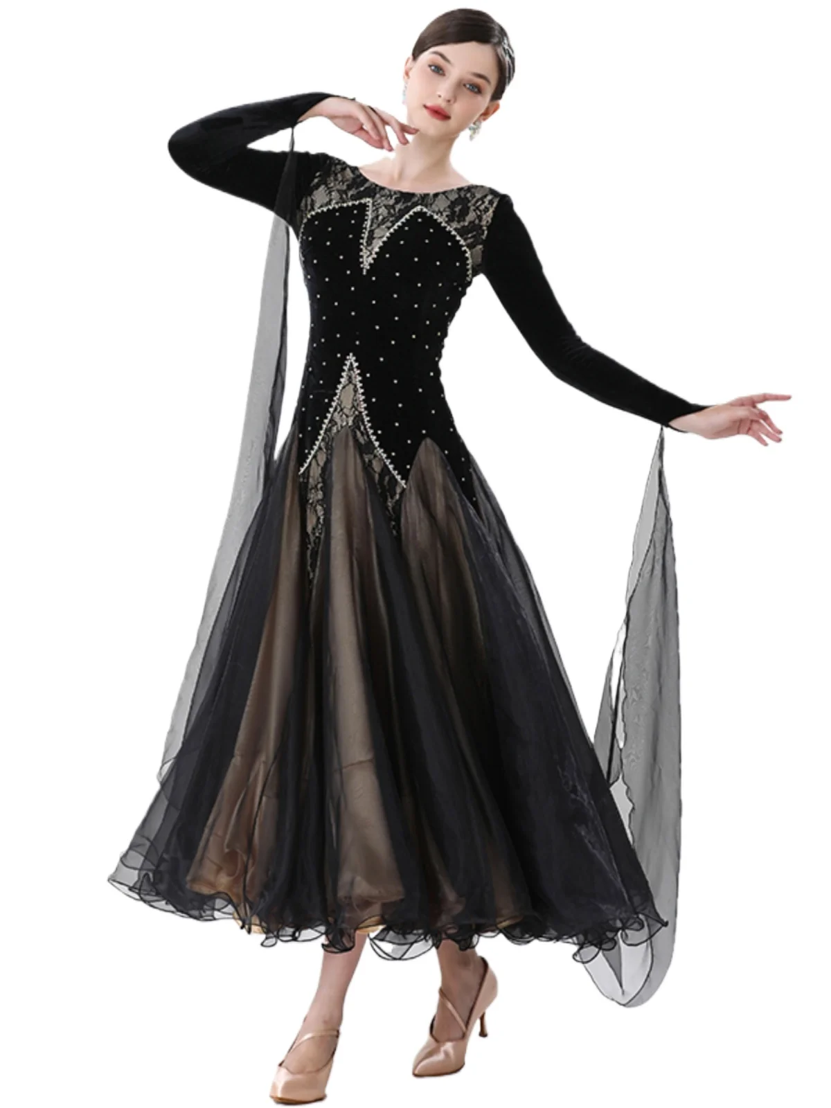 

2024 Woman Modern Dance Dress Ballroom Dance Competition Waltz Performance Clothes Ballroom Dance Dress TM8222