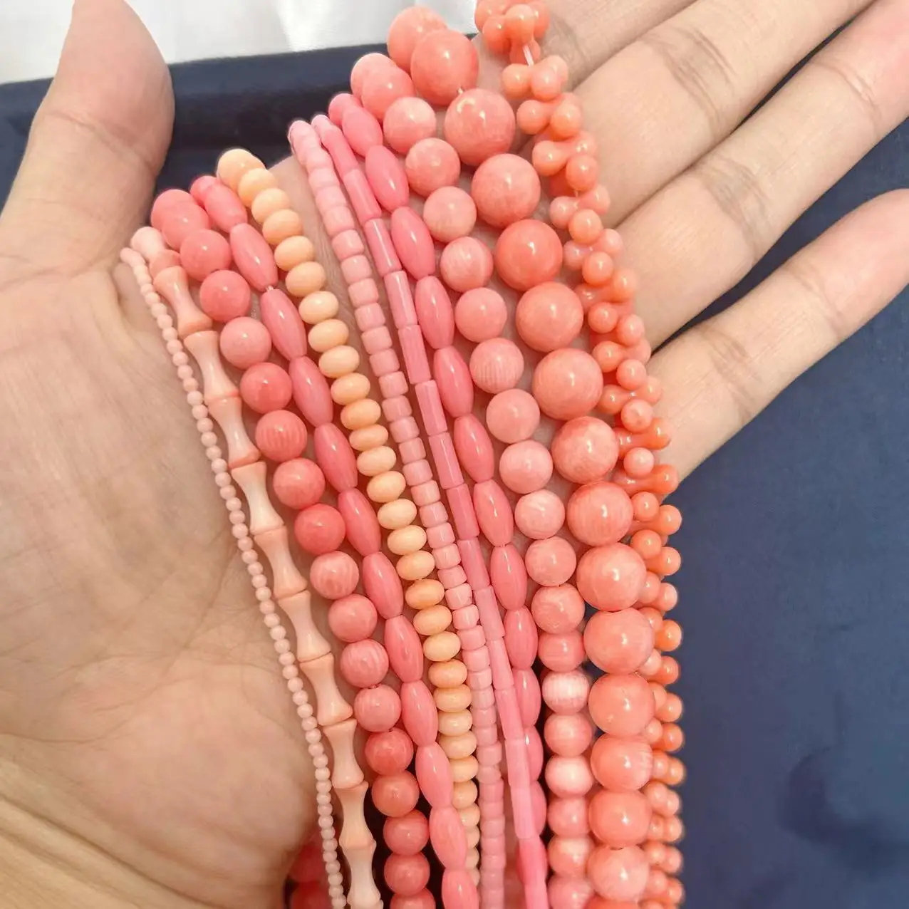 Select by Shape Small Pink Color Column Rice Sea Bamboo Coral Spacer Fashion Jewelry Design Spacer Beads Strand  15\