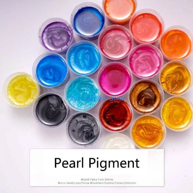HX6F 18 Colors Mica Resin Pigment Rainbow Pearl Powder Epoxy Mold Glitter Colorant