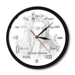Sir Isaac Newton Metalen Frame Wandklok Wiskundige Fysicus Astronoom Wiskundige Vergelijking Educatief Wetenschap Art Muur Horloge