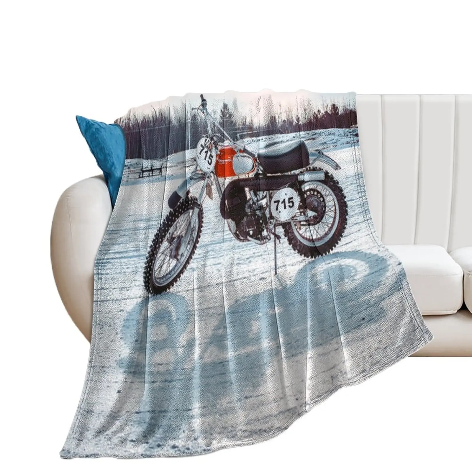 

Classic Dirt Bike on Ice Throw Blanket funny gift Soft Beds valentine gift ideas Stuffeds Blankets