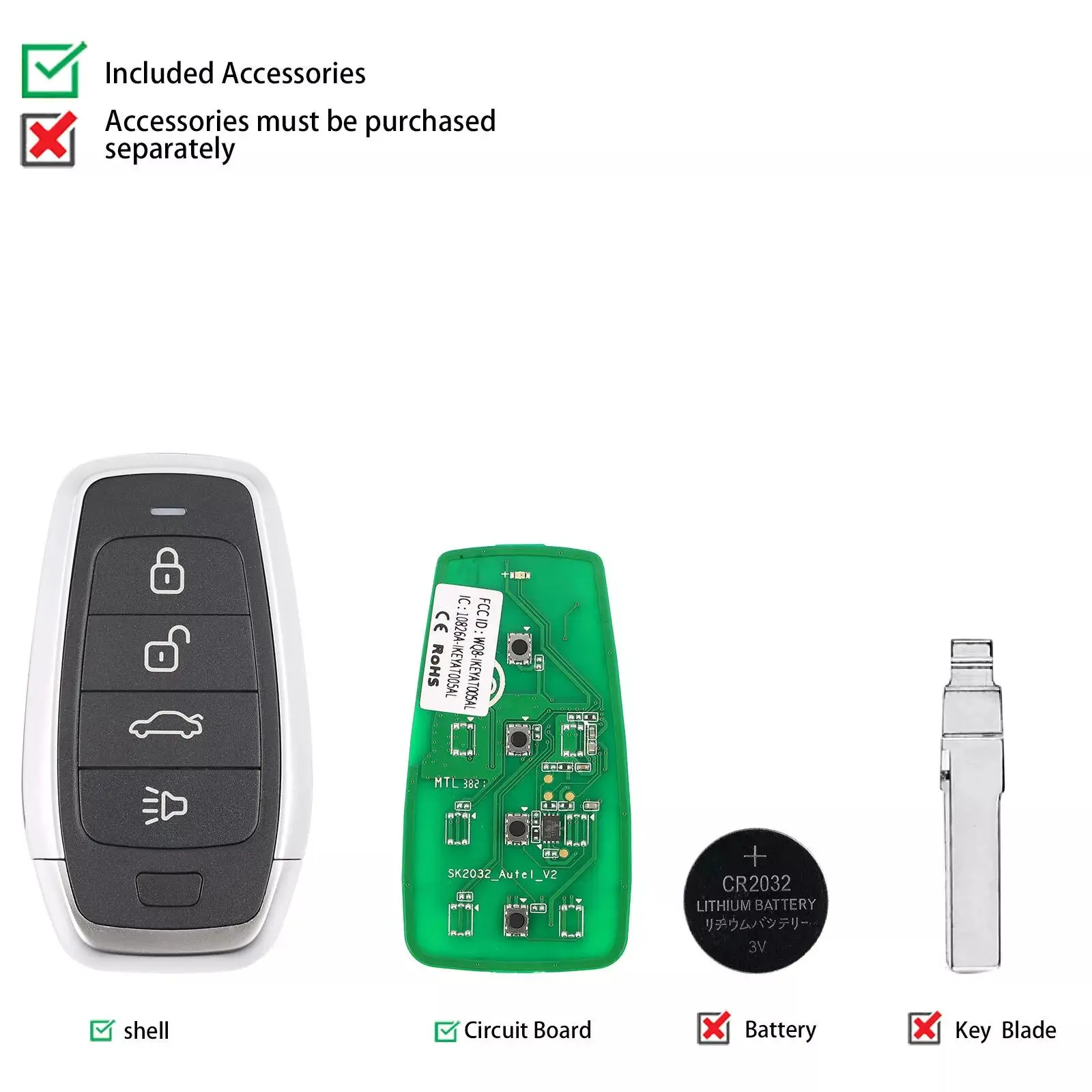 1 أو Autel ipeyat004cl AT004CL مفتاح تحكم عن بعد ذكي عالمي 4 أزرار مفتاح AUTEL الذكي للمفتاح الذكي Autel لـ KM100 IM508 IM608