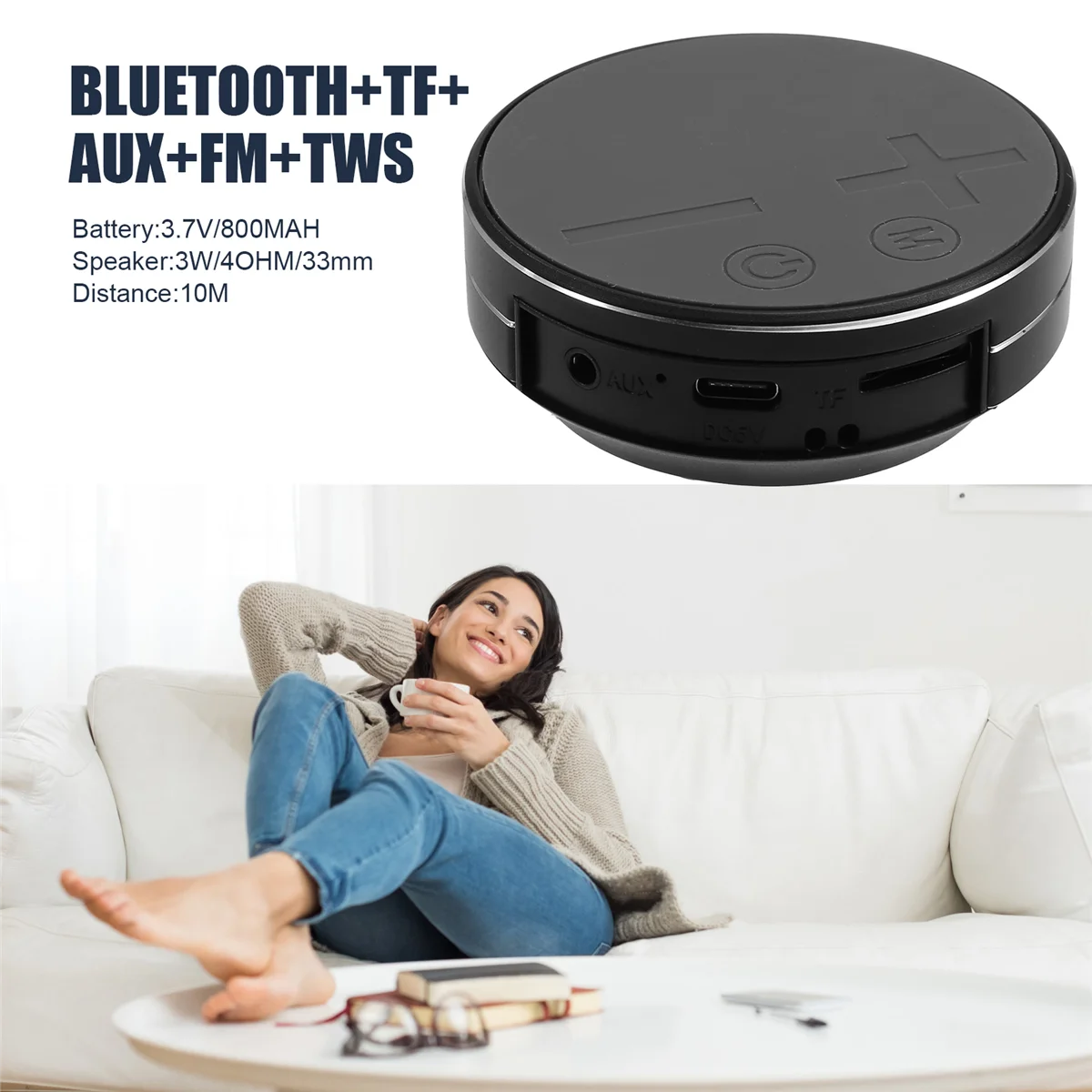 ลําโพงบลูทูธการนํากระดูก TWS ขนาดใหญ่พิเศษ ไร้สาย TWS สามารถเสียบเข้ากับลําโพงซับวูฟเฟอร์การ์ดได้ สีดํา