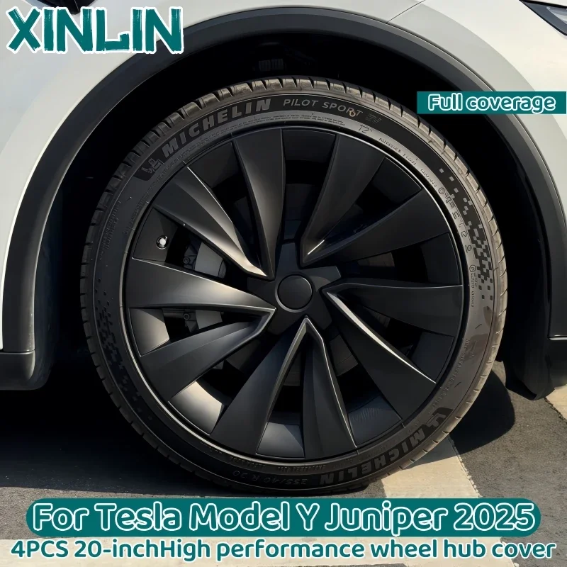

4PCS 20 Inch Wheel Cap For Tesla Model Y Juniper 2025 Automobile Performance Replacement Wheel Hubcap Full Rim Cover Accessories