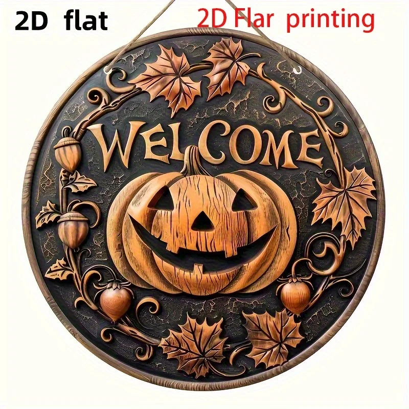 CIFBUY Vintage Fall Welcome Aluminum Wall Art 8x8 Inch Waterproof Durable Metal Sign for Porch Entryway Home Decor
