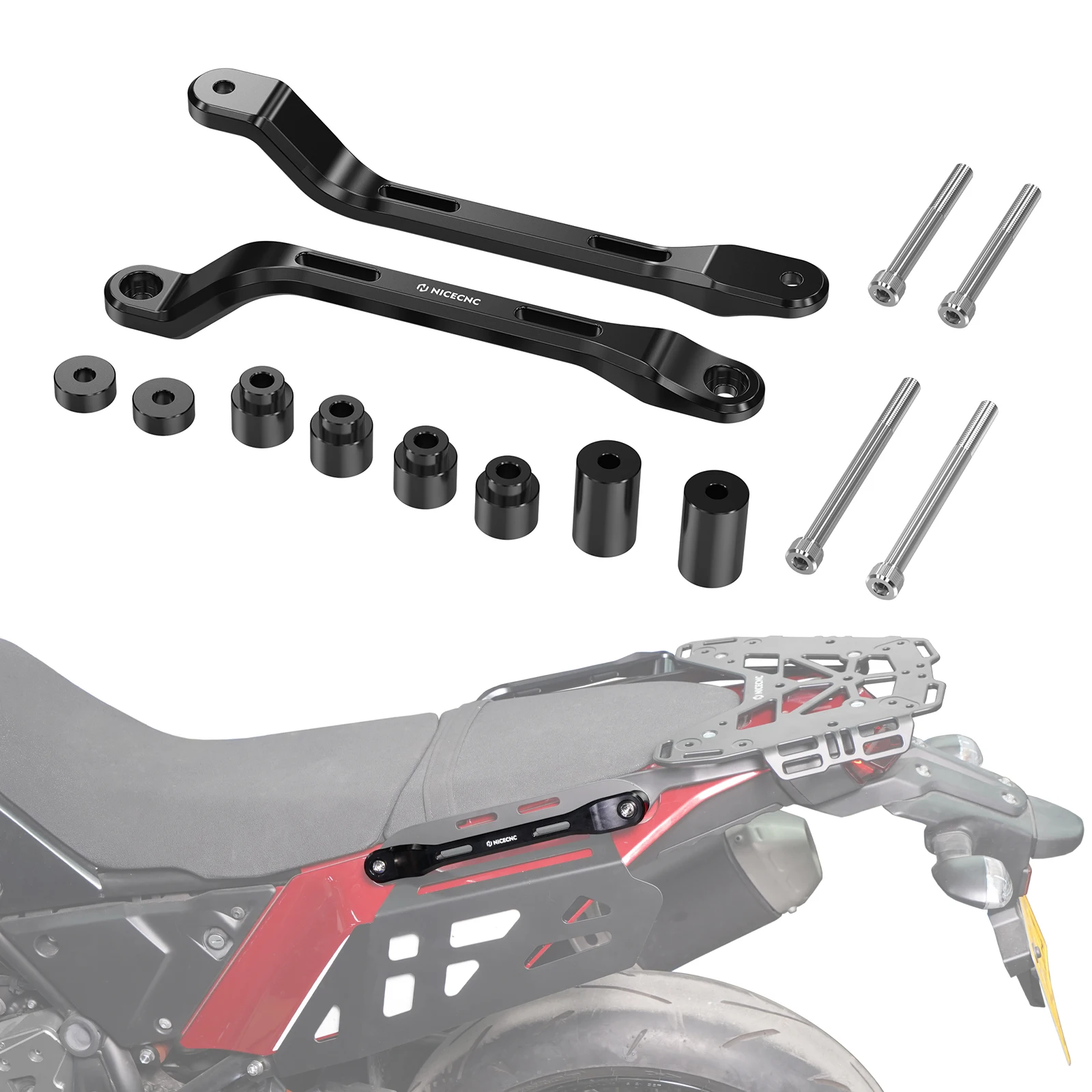 NICECNC Voor 2019-2024 Yamaha Tenere 700 XTZ700 Bagagerek/Saddlebag Zijdragers/Greepbeugels