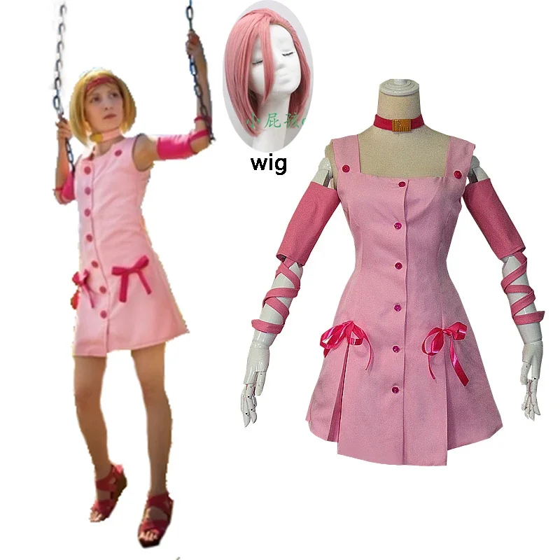 Nieuwe JoJo's Bizarre Adventure Movie Sugimoto Reimi Cosplay Kostuum Roze Jurk Met Accessoire Halloween Cosplay Kostuum