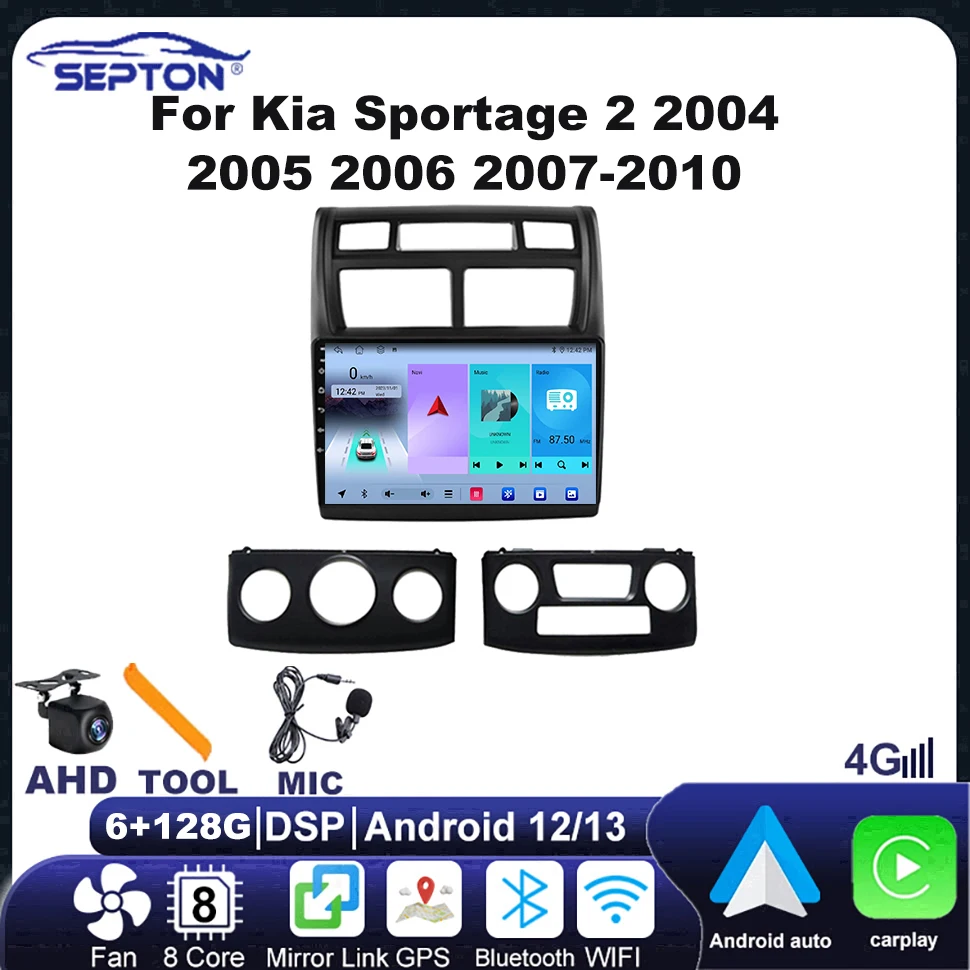 

Автомобильный радиоплеер SEPTON с сенсорным экраном Android, GPS для Kia Sportage 2 2004 2005 2006 2007-2010 4G GPS Navi QLED Auto Smart Systems
