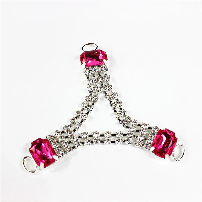 6pcs Gold/Silver Plated Fuchsia Crystal Rhinestone Bikini Flip Flops Connectors/ Buckle Metal Chain Apparel Bags Shoes Sewing