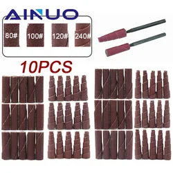 10Pcs Abrasive Sandpaper Grinding Head Sanding Cartridge Spiral Roll Cone Kit Assortment Engine Porting Kit Abrasive Wheel Tool