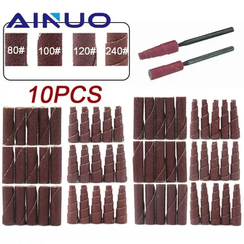 10 قطعة الصنفرة الكاشطة رأس مطحنة الرملي خرطوشة دوامة لفة مخروط عدة تشكيلة المحرك Porting عدة أداة عجلة جلخ