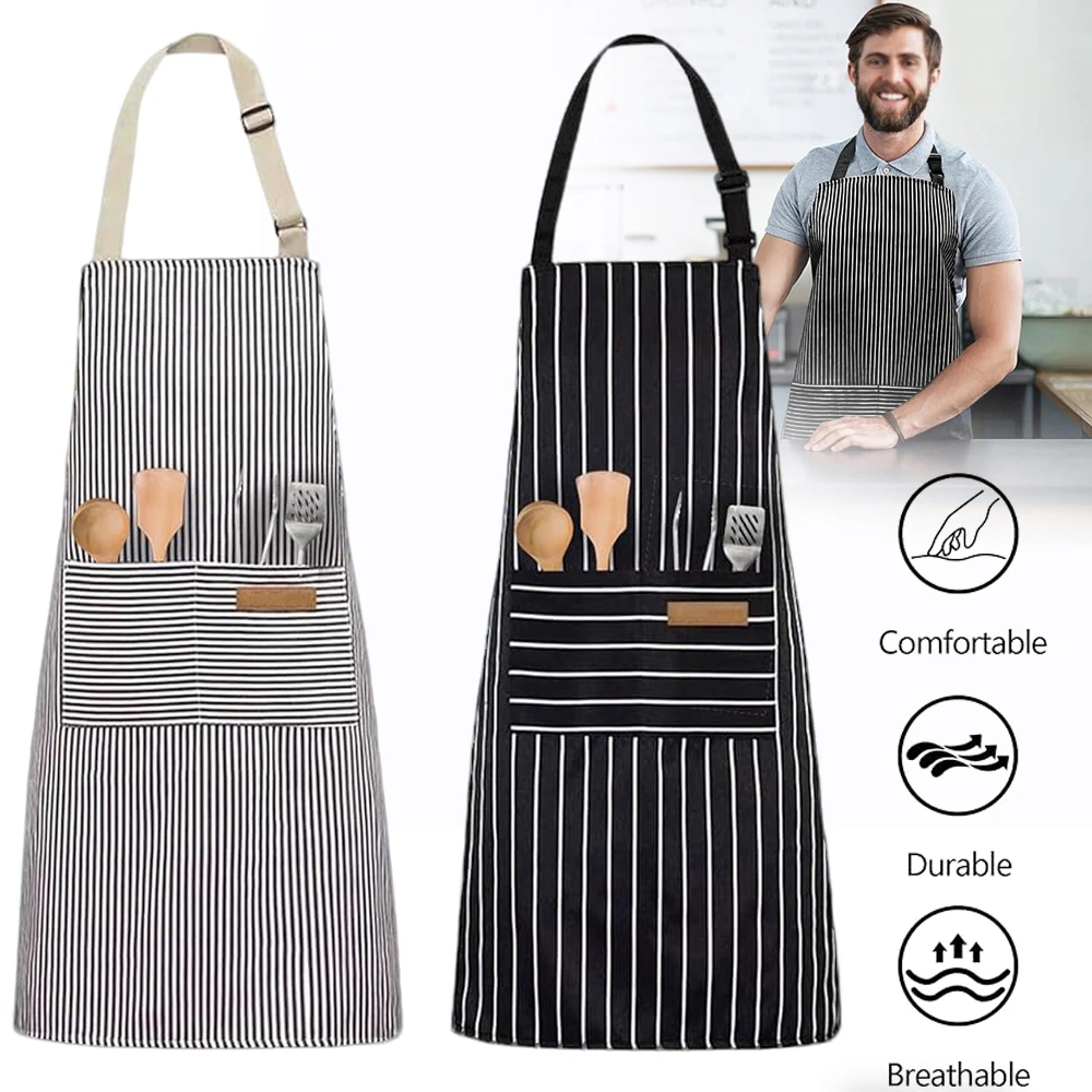 Grembiule regolabile unisex, confezione da 2 pezzi, grembiuli da cucina con 2 tasche, ideali per chef, grembiuli da donna e da uomo per la casa, la cucina, ristoranti e caffetterie.